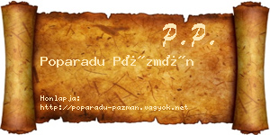 Poparadu Pázmán névjegykártya